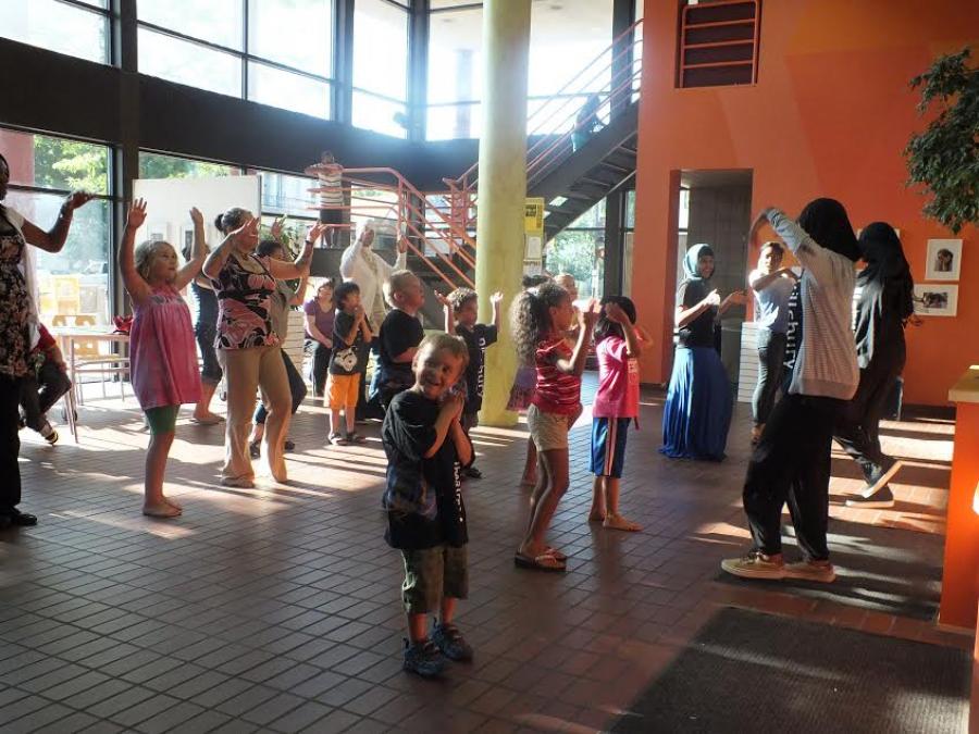 Kids in the lobby of pillsbury house theatre